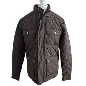 Reserved Jacket Mens Small Gray Diamond Quilted Patch Pockets Lined Zip Hood